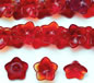 Flame Red Glass Frangipani Button Bead - 14mm